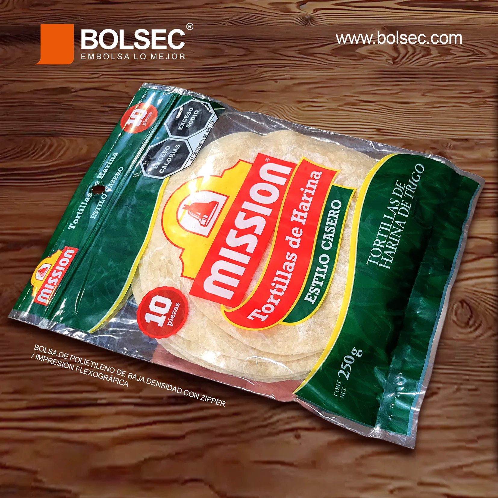 fabricante de bolsas impresas para tortillas